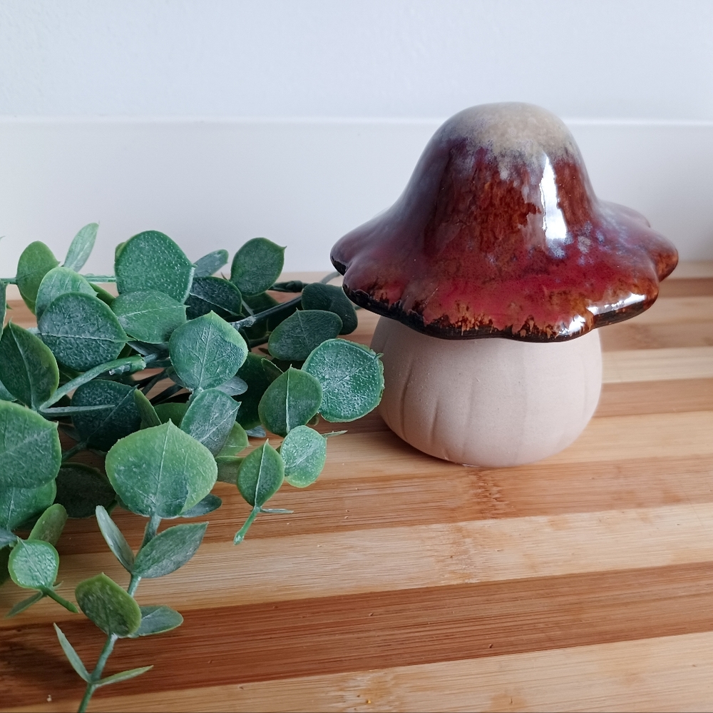 MCM Style Drip Glaze Ceramic Clay Mushroom